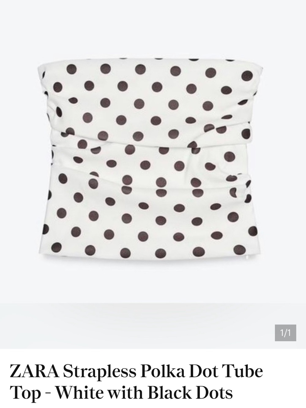 Polka Dot Strapless Tube Top in White and Brown - Picture 2 of 3